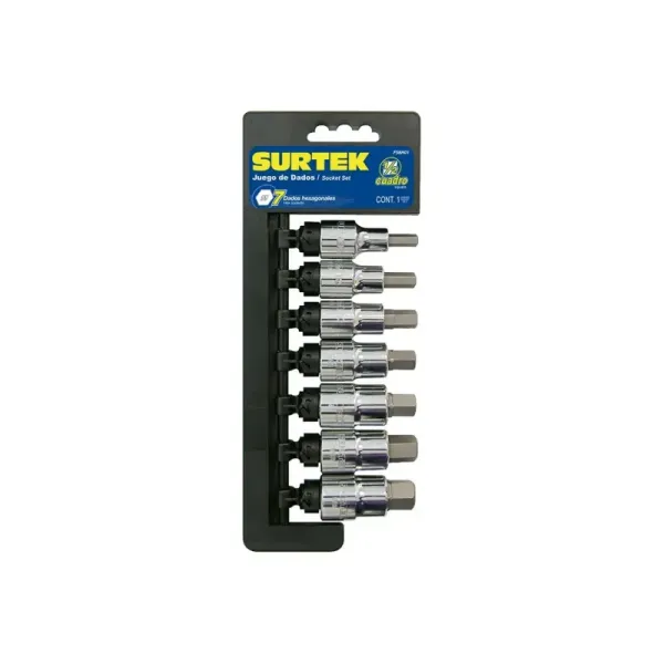 Juego 7 Copas Cortas Hexagonal Pulgadas Surtek Cuadro 1/2' (F58H01)