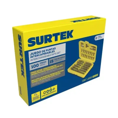 Juego 100 Puntas Combinadas Y Accesorios Surtek Con Estuche