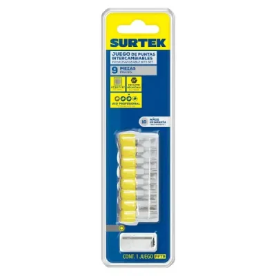Set 9 Puntas Torx De Seguridad T8 A T40 Surtek Vástago 1/4'