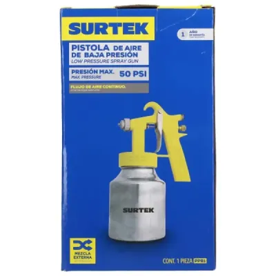 Pistola Pintar Baja Presión 1.3 Mm Surtek Con Vaso Reforzado