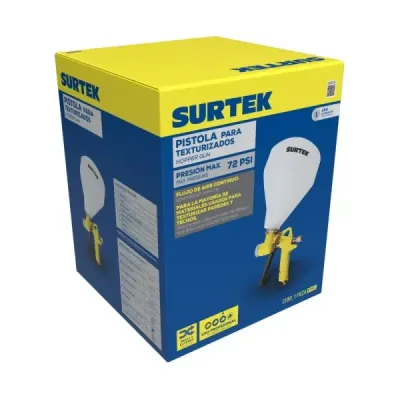 Pistola Para Pintar Texturizados 4.5 L 72 Psi 1/4 Npt Surtek