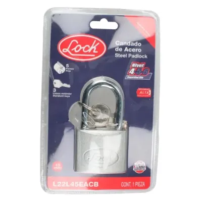 Candado Largo De Acero 45 Mm 5 Pernos Lock Con 3 Llaves