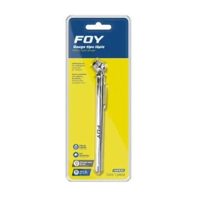 Calibrador Tipo Lápiz Doble Cabeza 50 Psi 20.9 Cm Foy