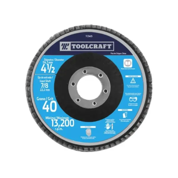 Disco Flap De 4.1/2' Grano 80 Toolcraft Desbaste Y Pulido (TC5190)