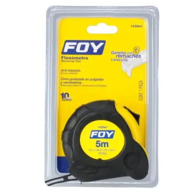 Flexómetro Cuerpo Anti-impacto 5 M X 3/4' Foy Con Remaches
