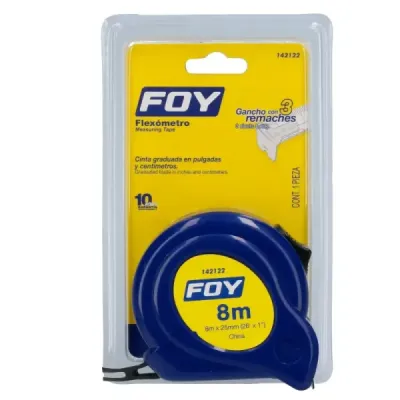 Flexómetro Cuerpo Plástico Abs 8 M X 1' Foy Color Azul