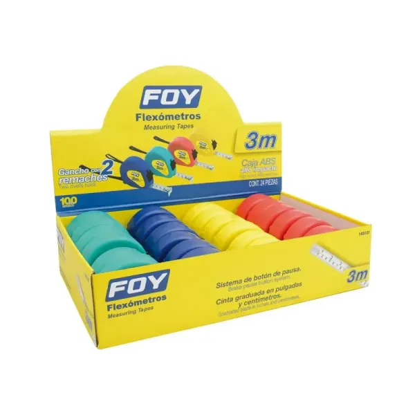 Flexómetro Cuerpo Plástico Abs 3 M X 1/2' Foy Color Al Azar (142131)