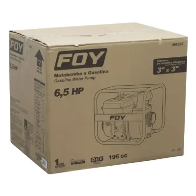 Motobomba A Gasolina 6.5 Hp 196 Cc 3' X 3' 900 L/min Foy