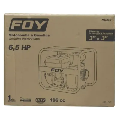 Motobomba A Gasolina 6.5 Hp 196 Cc 3' X 3' 900 L/min Foy