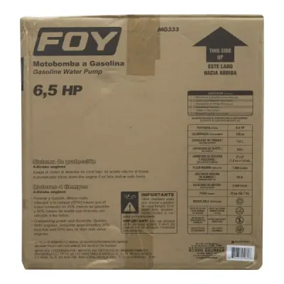 Motobomba A Gasolina 6.5 Hp 196 Cc 3' X 3' 900 L/min Foy