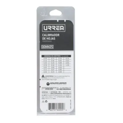 Calibrador De Galgas De 25 Hojas 0.04 Mm A 1.00 Mm Urrea