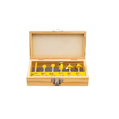 Juego 6 Fresas Ruteadora 1/4' Uyustools Estuche De Madera