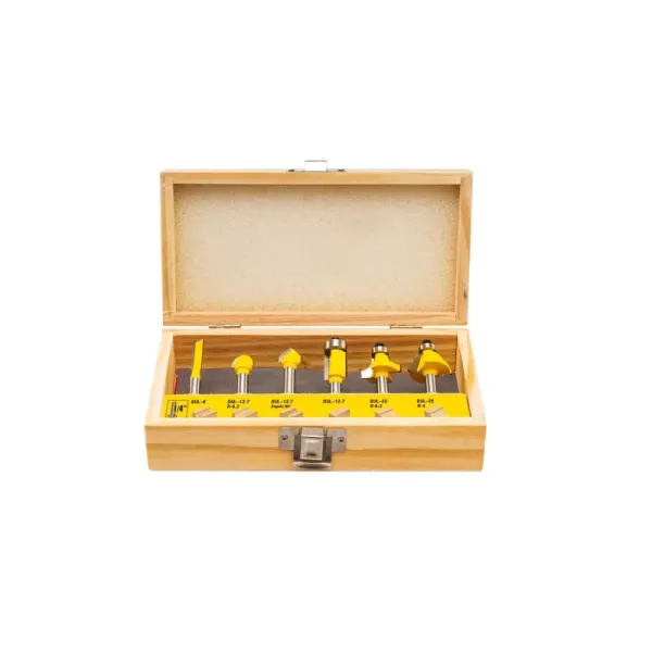 Juego 6 Fresas Ruteadora 1/4' Uyustools Estuche De Madera (CQT006)