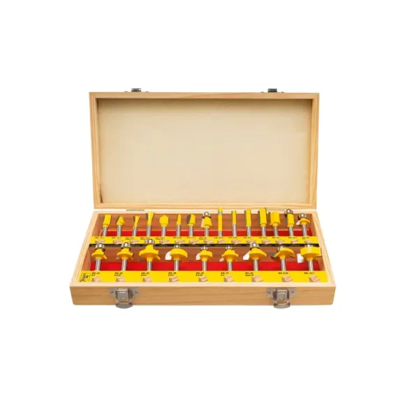Juego 24 Fresas Ruteadora 1/4' Uyustools Estuche De Madera (CQT024)