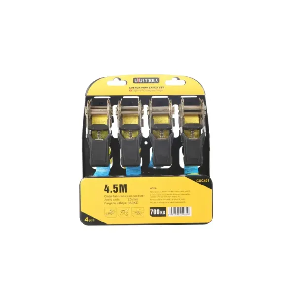 Set 4 Eslingas Sujetador De Carga 700 Kg 4.5 M Uyustools (CUC401)