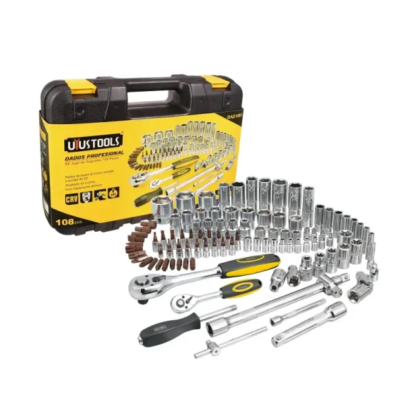 Set 108 Copas Y Accesorios 1/4' 1/2' Uyustools Con Estuche (DAD108U)