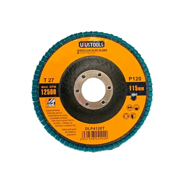 Disco Lija Flap Plano Metal 115x22.2mm Uyustools Grano 120 (DLP4120T)