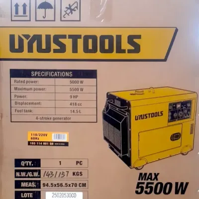 Generador Diésel Planta Eléctrica 5500w 9hp Uyustools 418cc