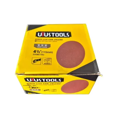 Set 50 Discos Lija Velcro 4.1/2' Grano 120 Uyustools Madera