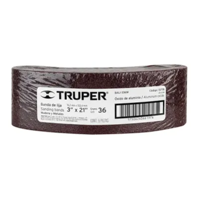 Lija De Banda Madera 3'x21' Truper Grano 36 Respaldo Tela