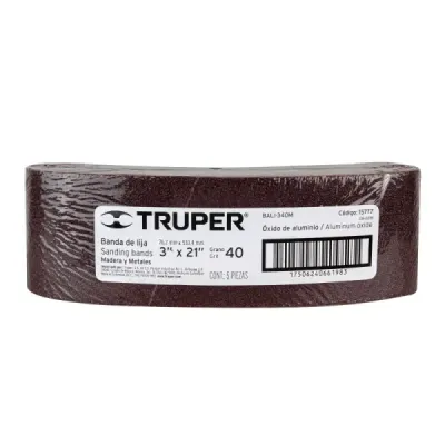 Lija De Banda Madera 3'x21' Truper Grano 40 Respaldo Tela