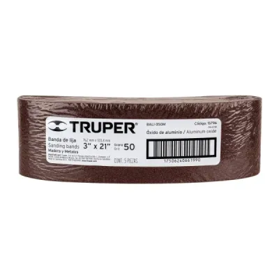 Lija De Banda Madera 3'x21' Truper Grano 50 Respaldo Tela