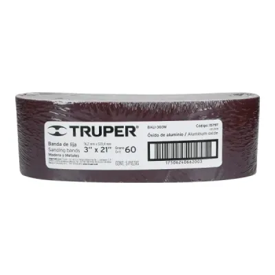 Lija De Banda Madera 3'x21' Truper Grano 60 Respaldo Tela