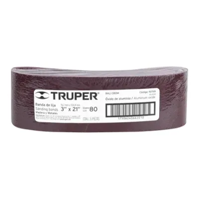 Lija De Banda Madera 3'x21' Truper Grano 80 Respaldo Tela