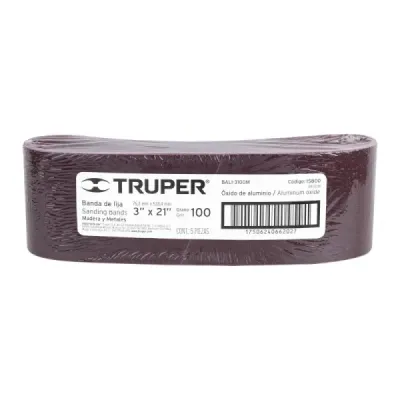 Lija De Banda Madera 3'x21' Truper Grano 100 Respaldo Tela