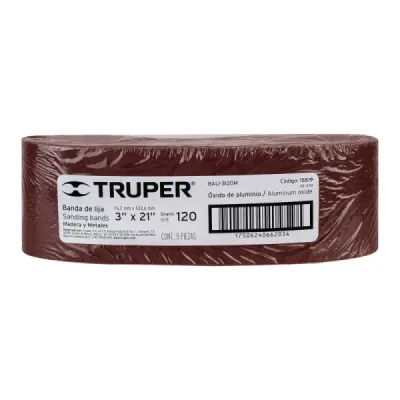 Lija De Banda Madera 3'x21' Truper Grano 120 Respaldo Tela