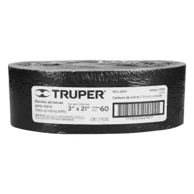 Lija De Banda Vidrio 3'x21' Truper Grano 60 Respaldo Tela