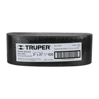 Lija De Banda Vidrio 3'x21' Truper Grano 100 Respaldo Tela