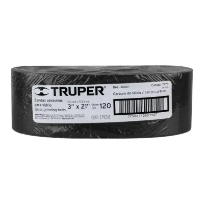 Lija De Banda Vidrio 3'x21' Truper Grano 120 Respaldo Tela