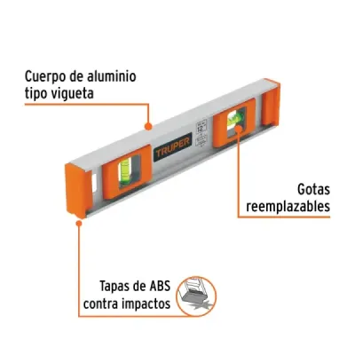 Nivel Aluminio 12' (30 Cm) 2 Gotas Truper 0° Y 90°