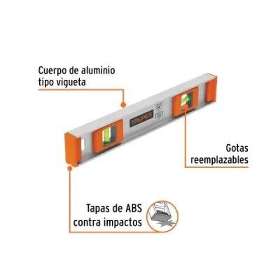 Nivel Aluminio 14' (35 Cm) 2 Gotas Truper 0° Y 90°