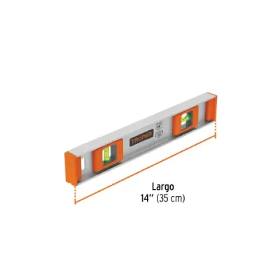 Nivel Aluminio 14' (35 Cm) 2 Gotas Truper 0° Y 90°