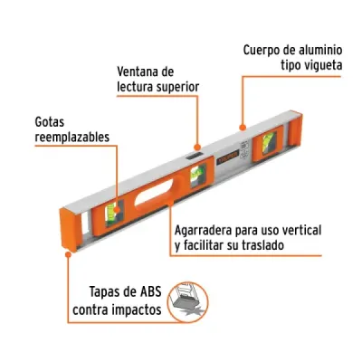 Nivel Aluminio 18' (45 Cm) 3 Gotas Truper 0° 45° Y 90°