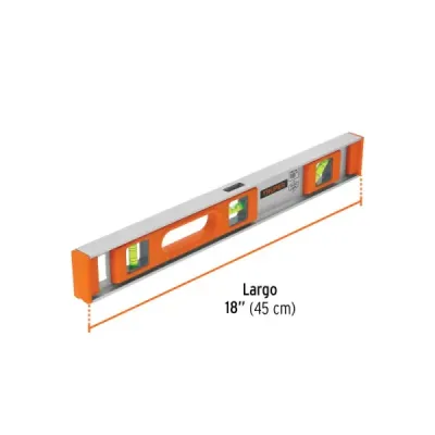 Nivel Aluminio 18' (45 Cm) 3 Gotas Truper 0° 45° Y 90°