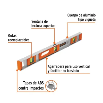 Nivel Aluminio 24' (60 Cm) 3 Gotas Truper 0° 45° Y 90°