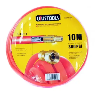 Manguera Compresor 10 M X 1/4' Uyustools Pvc Acoples 20 Bar