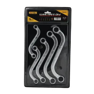 Juego 5 Llaves Curvas Tipo S Uyustools 10mm A 19mm Cromadas
