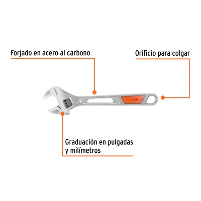 Llave Expansiva De 10" Mango Pvc Con Apertura De 1.1/4" Truper