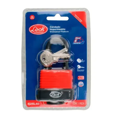 Candado Largo Impermeable Exterior 40 Mm Lock Llave Estándar