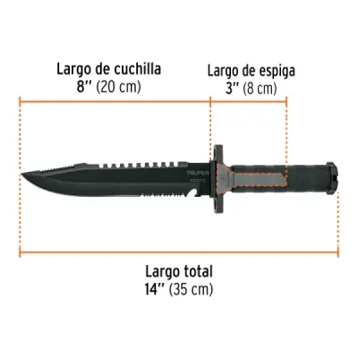 Cuchillo Táctico Supervivencia 8' Truper Cazador Multifilos