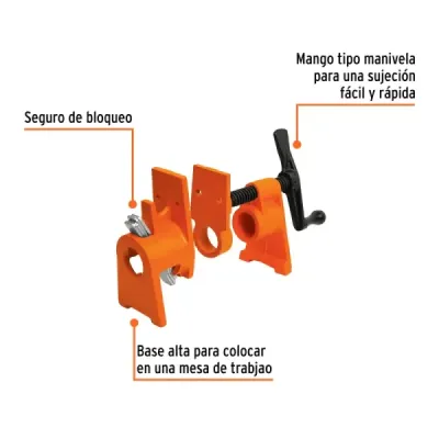 Prensa Sargento Tubo 3/4' Truper Base Alta Mango Manivela