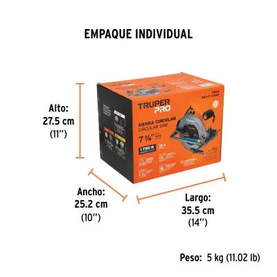Sierra Circular 7-1/4' 1750w Truper Pro 45°/90° 5500rpm