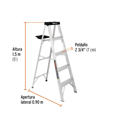 Escalera Tijera 4 Peldaños Tipo Iii Truper 150kg Con Bandeja