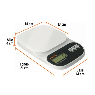 Báscula Balanza Digital Plato De Vidrio 5 Kg Truper Lcd Tara