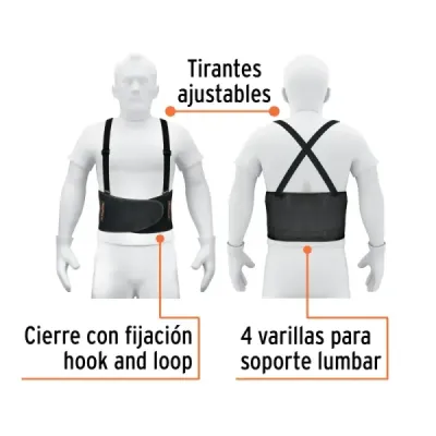 Faja Lumbar Ajustable Talla Mediana Truper Objetos Pesados