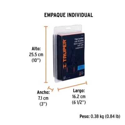 Faja Lumbar Ajustable Talla Grande Truper Objetos Pesados